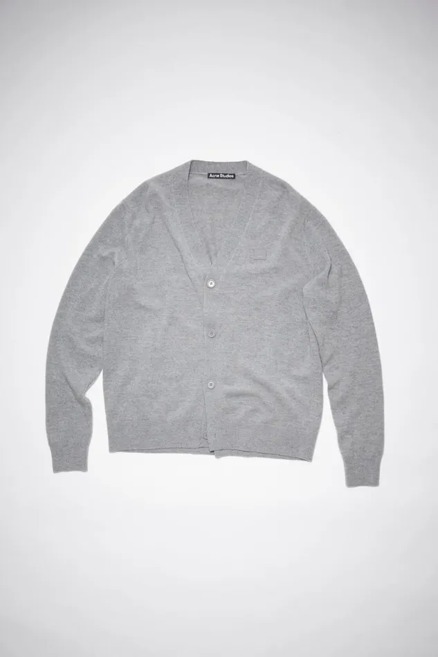 Women Wool Cardigan Grey Melange Acne Studios Knitwear