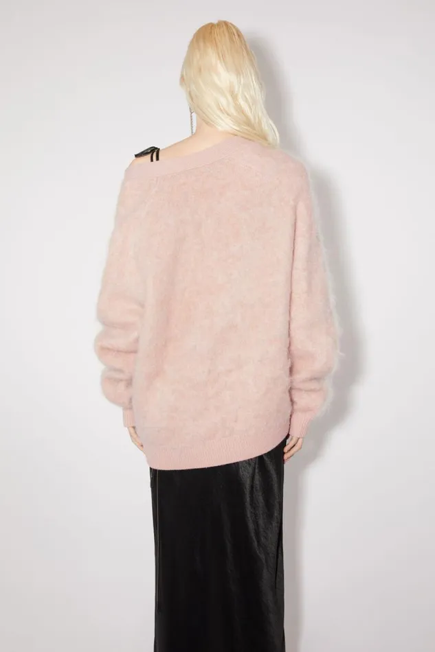 Women Wool Mohair Cardigan Faded Pink Acne Studios Knitwear