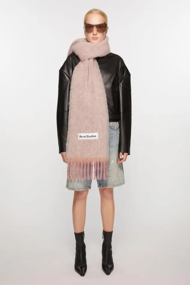 Women Wool Mohair Scarf 8211 Narrow Dusty Pink Acne Studios Scarves