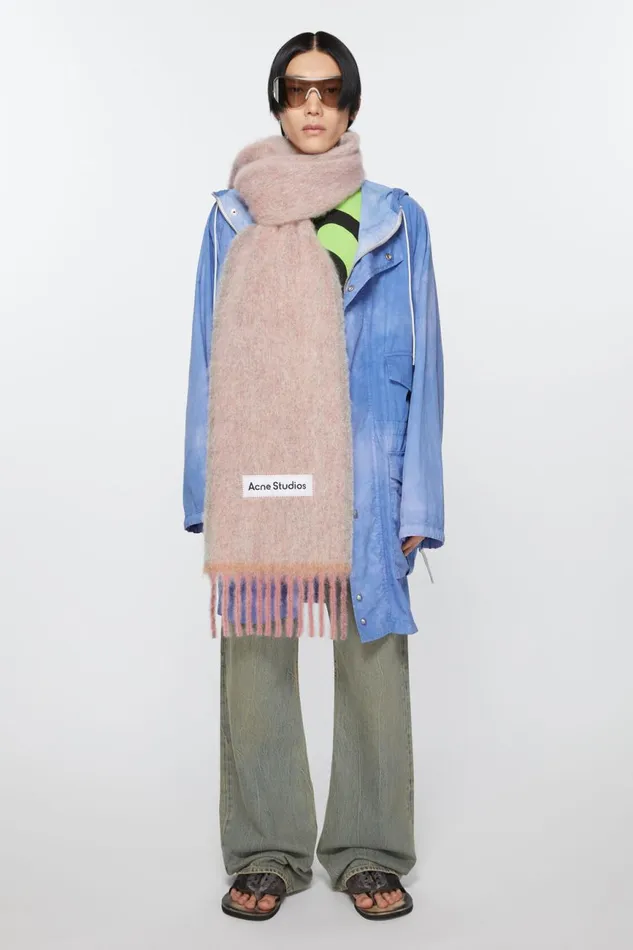 Women Wool Mohair Scarf 8211 Narrow Dusty Pink Acne Studios Scarves
