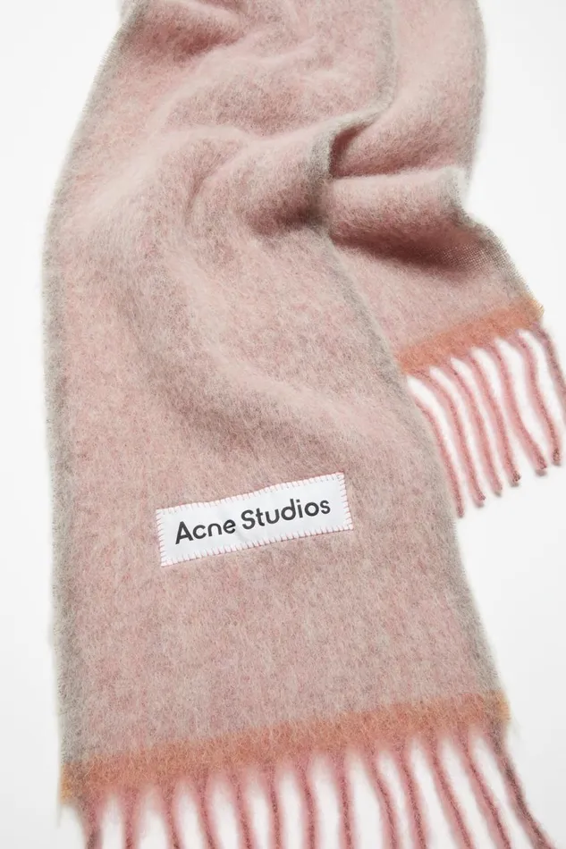 Women Wool Mohair Scarf 8211 Narrow Dusty Pink Acne Studios Scarves