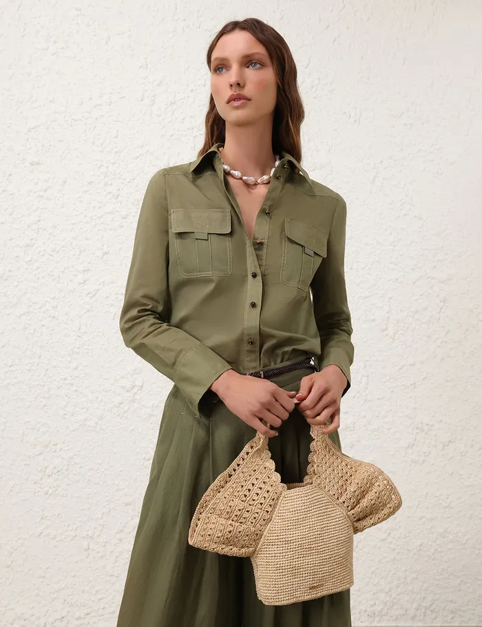 Women Zimmermann Bags Raffia Bucket Natural