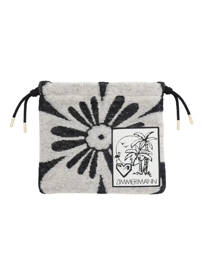 Women Zimmermann Bags Towelling Drawstring Pouch Blackcream