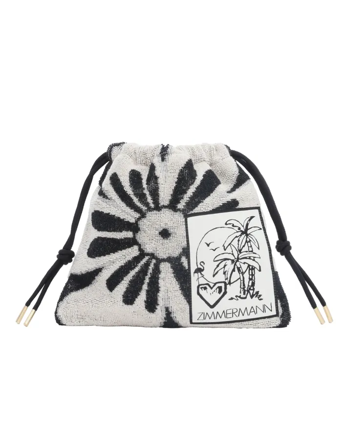 Women Zimmermann Bags Towelling Drawstring Pouch Blackcream