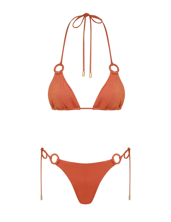 Women Zimmermann Bikinis Tallow Metallic Ring Bikini Burnt Orange