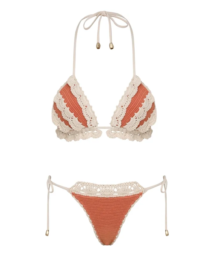 Women Zimmermann Bikinis Wylie Knit Tri Bikini Coral
