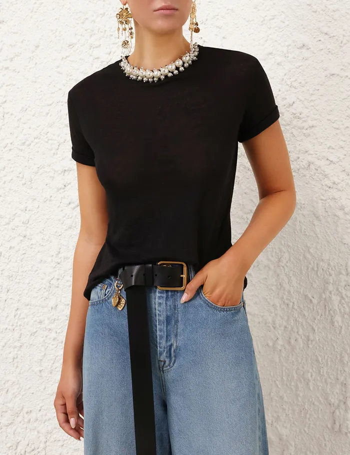 Women Zimmermann Clothing Crush Embellished Tee Black