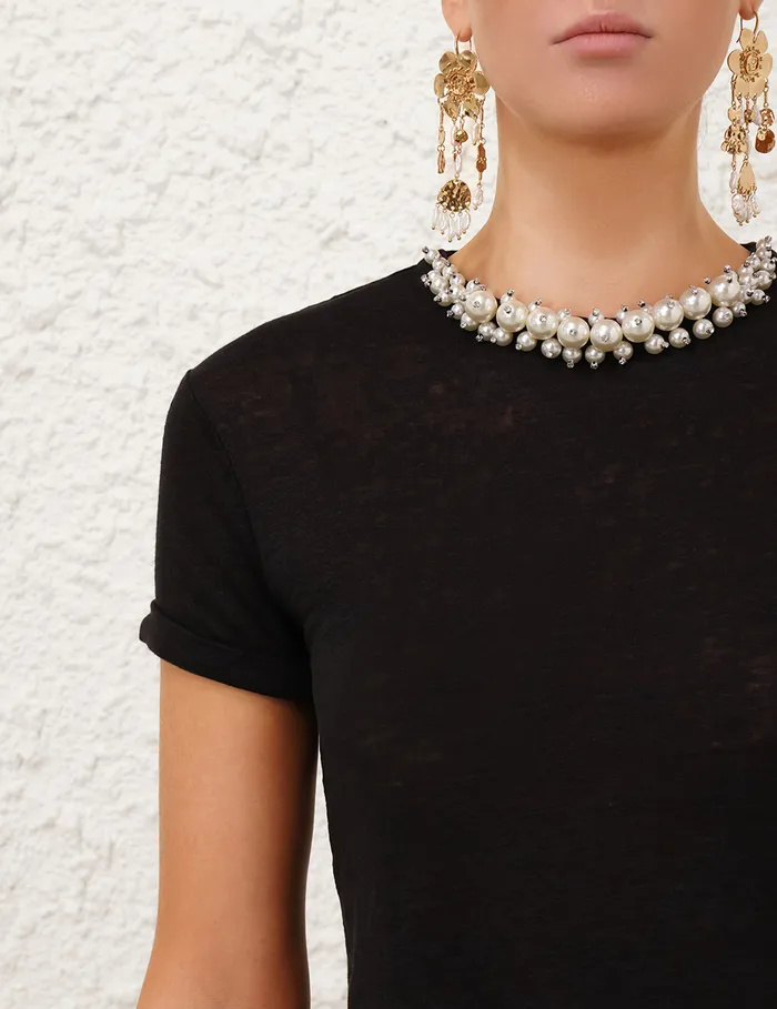 Women Zimmermann Clothing Crush Embellished Tee Black