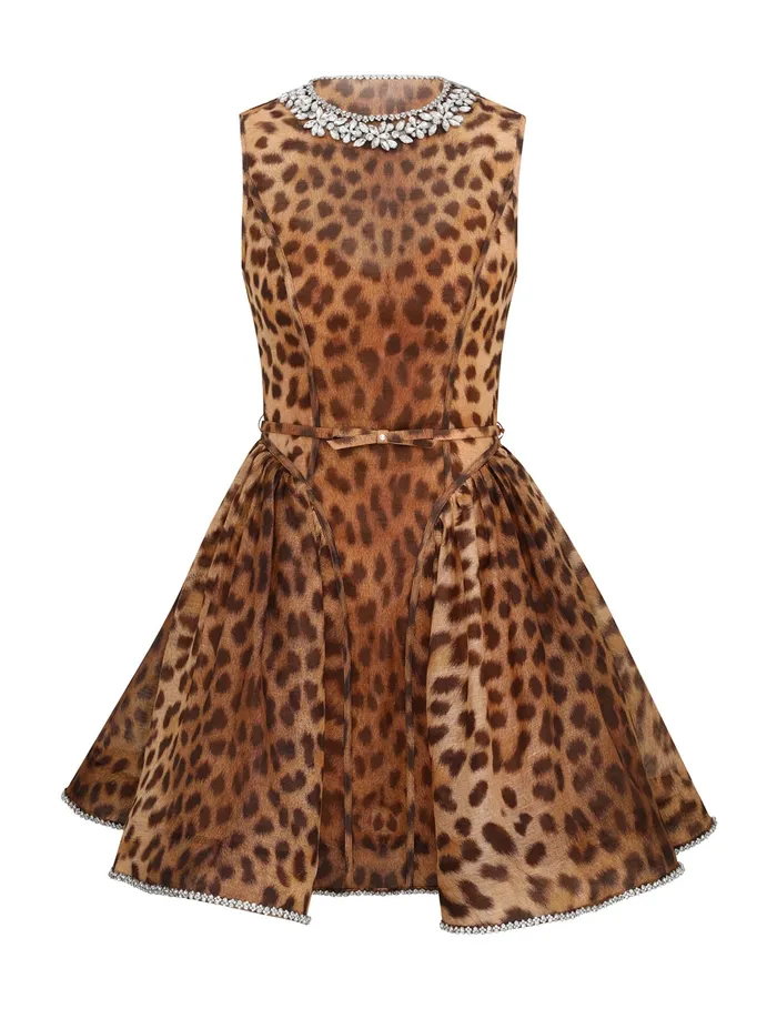 Women Zimmermann Clothing Crush Panelled Mini Dress Leopard