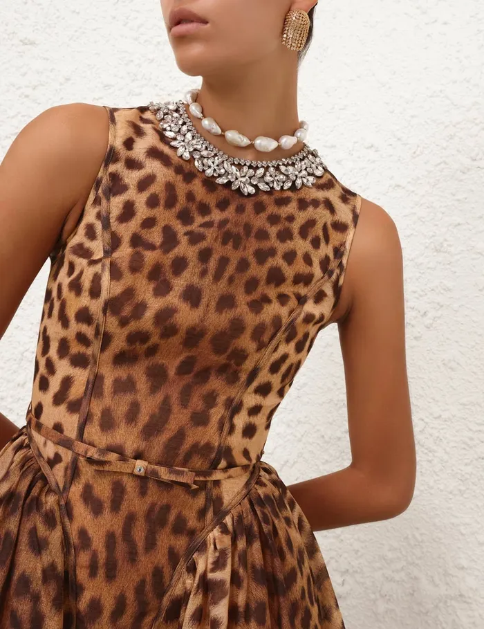Women Zimmermann Clothing Crush Panelled Mini Dress Leopard