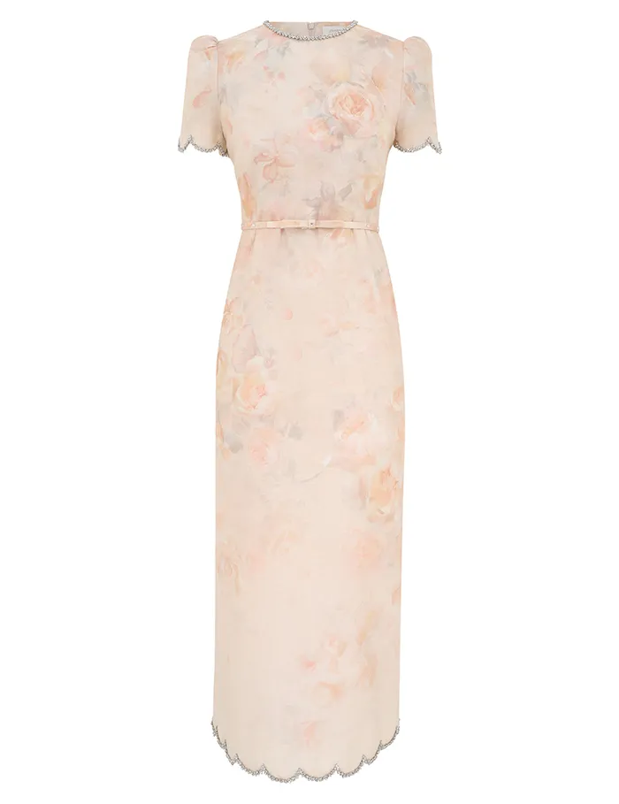 Women Zimmermann Clothing Crush Scalloped Midi Dress Ciara Floral