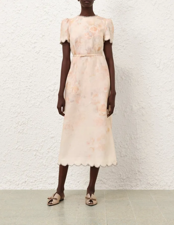 Women Zimmermann Clothing Crush Scalloped Midi Dress Ciara Floral