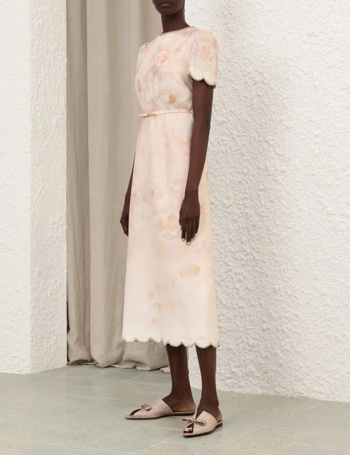 Women Zimmermann Clothing Crush Scalloped Midi Dress Ciara Floral