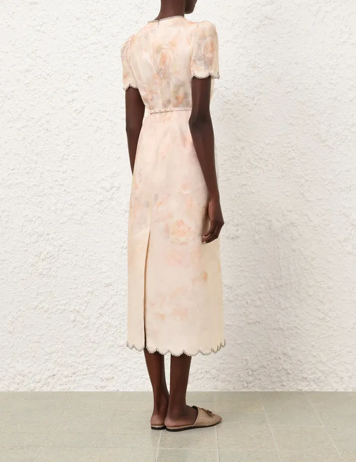 Women Zimmermann Clothing Crush Scalloped Midi Dress Ciara Floral