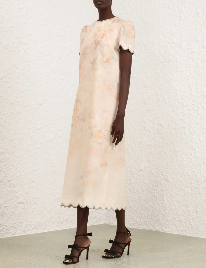 Women Zimmermann Clothing Crush Scalloped Midi Dress Ciara Floral