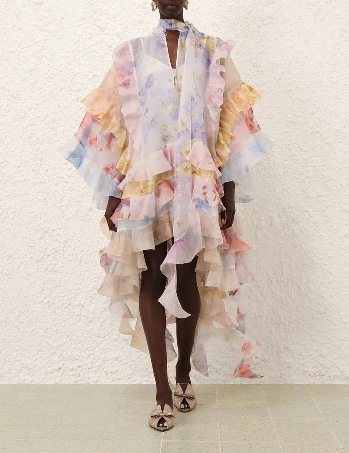 Women Zimmermann Clothing Crush Spliced Ruffle Dress Spliced Floral