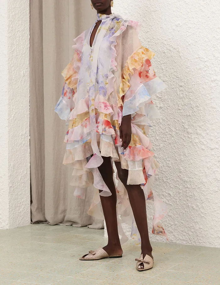 Women Zimmermann Clothing Crush Spliced Ruffle Dress Spliced Floral