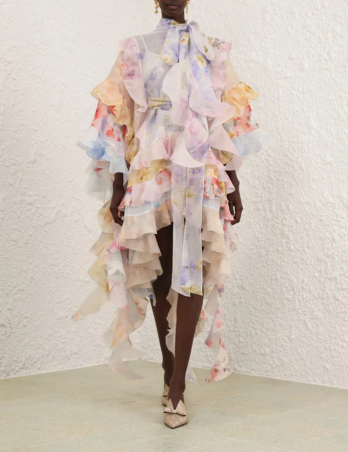 Women Zimmermann Clothing Crush Spliced Ruffle Dress Spliced Floral
