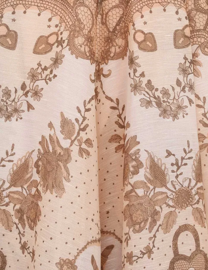 Women Zimmermann Clothing Crush Twist Front Midi Dress Peach Lace Print