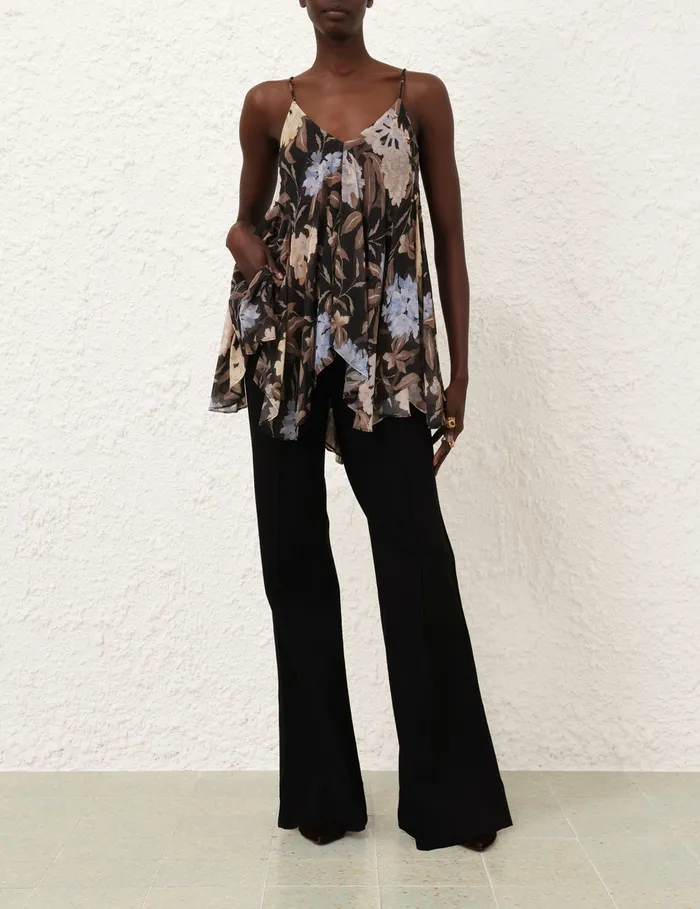 Women Zimmermann Clothing Eden Handkerchief Top Black Inca Lily