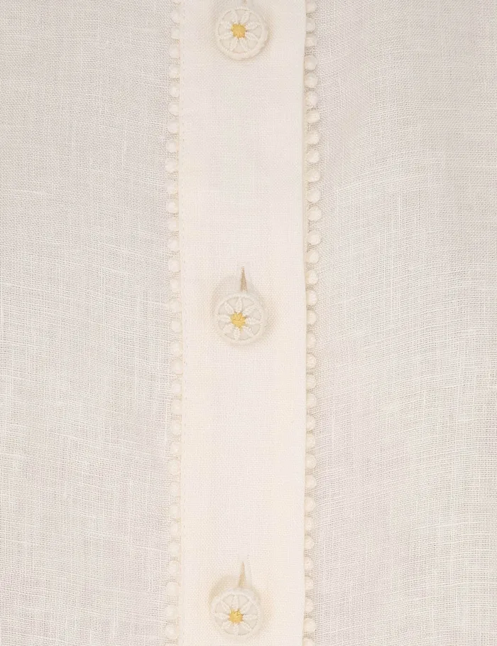 Women Zimmermann Clothing Everley Flower Trim Shirt Ivory