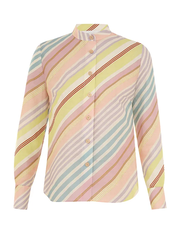 Women Zimmermann Clothing Halliday Slim Shirt Multi Stripe