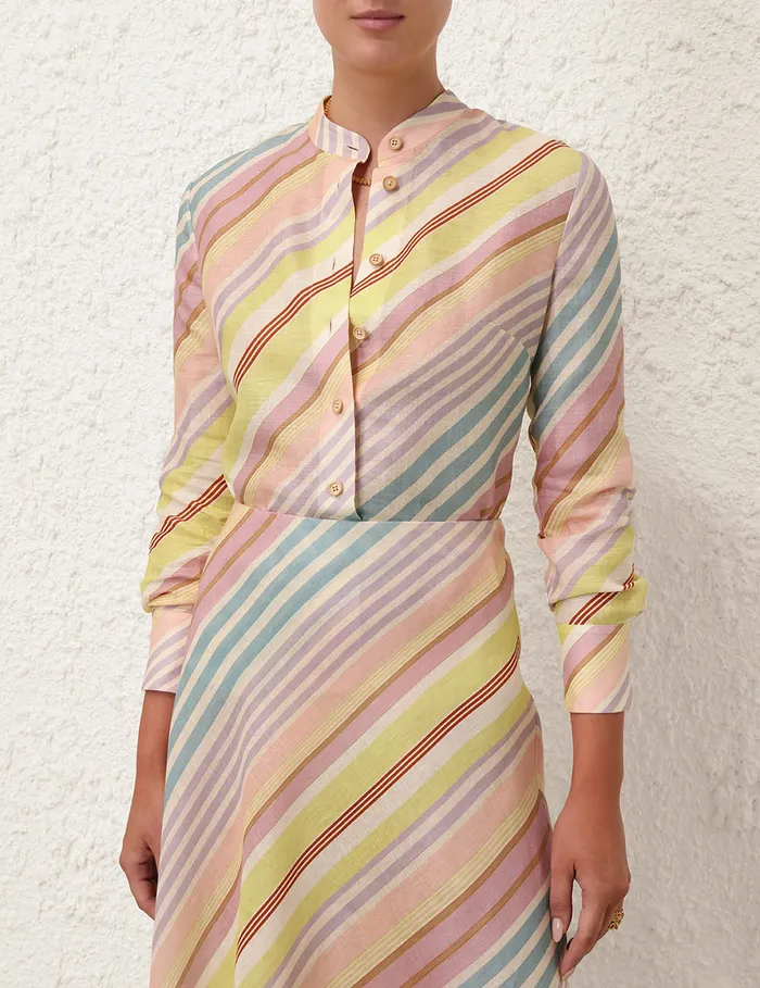 Women Zimmermann Clothing Halliday Slim Shirt Multi Stripe