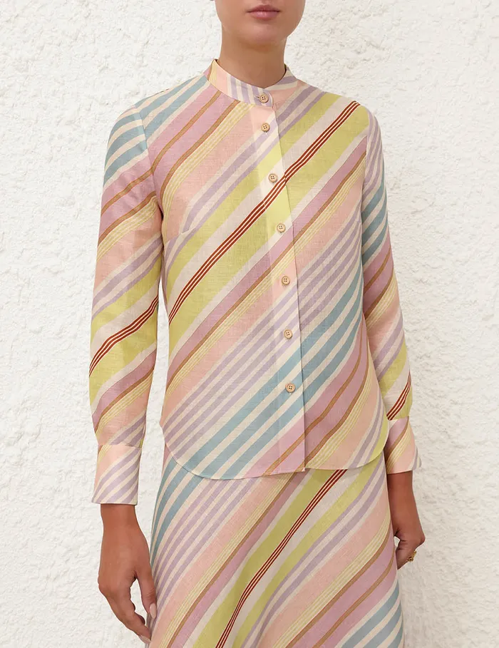 Women Zimmermann Clothing Halliday Slim Shirt Multi Stripe