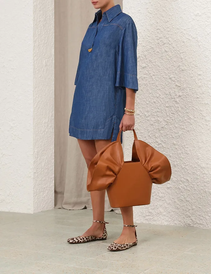Women Zimmermann Clothing Illustration Denim Tunic Dress Railway Blue