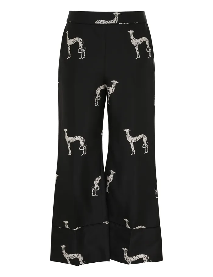 Women Zimmermann Clothing Illustration Kick Flare Pant Black Dalmatian