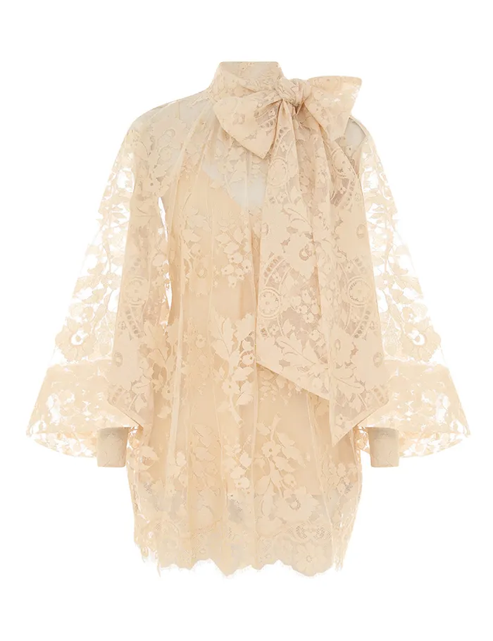 Women Zimmermann Clothing Illustration Lace Blouse Light Tea