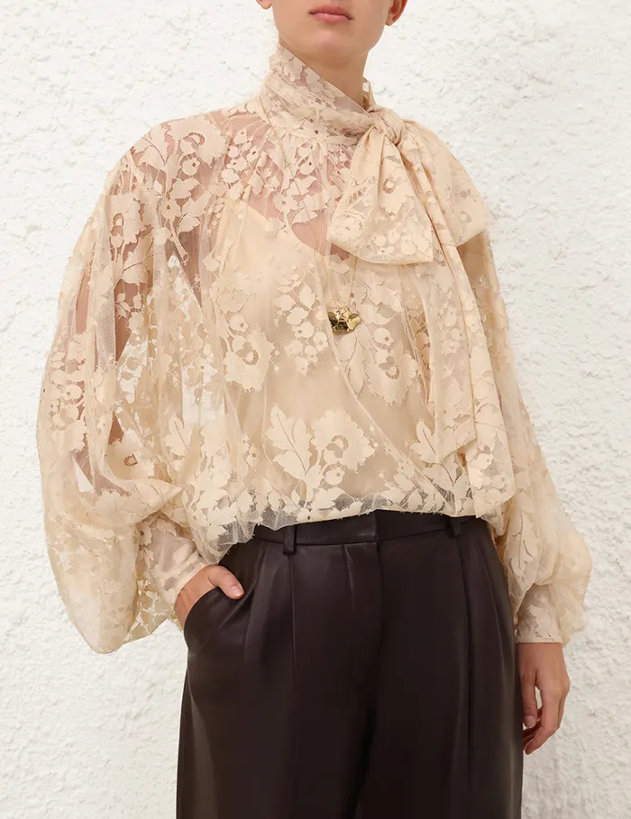 Women Zimmermann Clothing Illustration Lace Blouse Light Tea