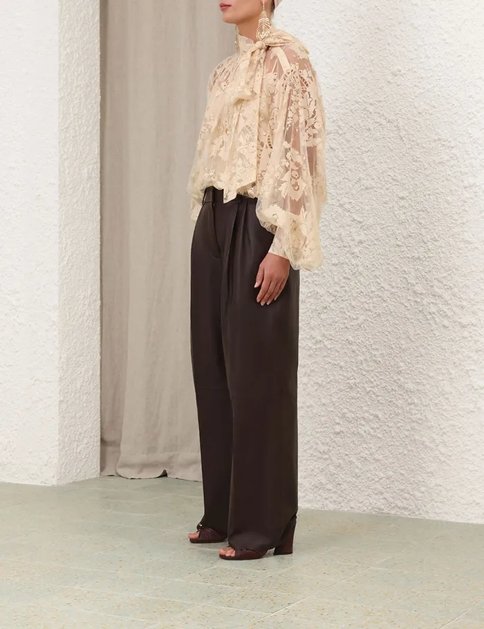 Women Zimmermann Clothing Illustration Lace Blouse Light Tea