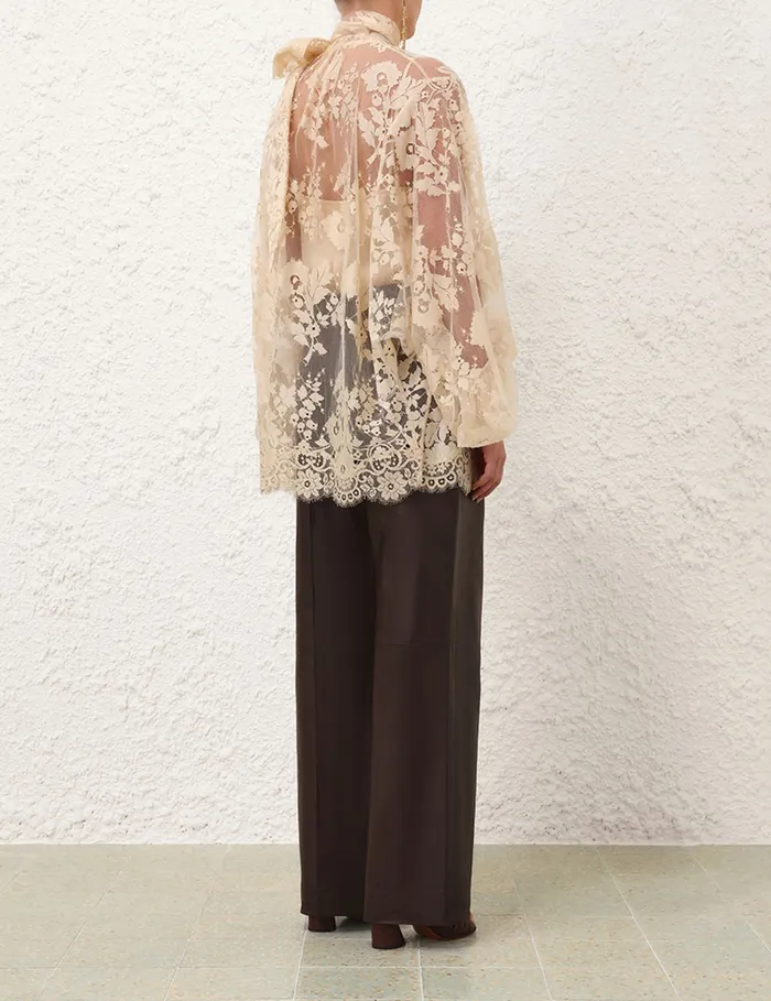 Women Zimmermann Clothing Illustration Lace Blouse Light Tea