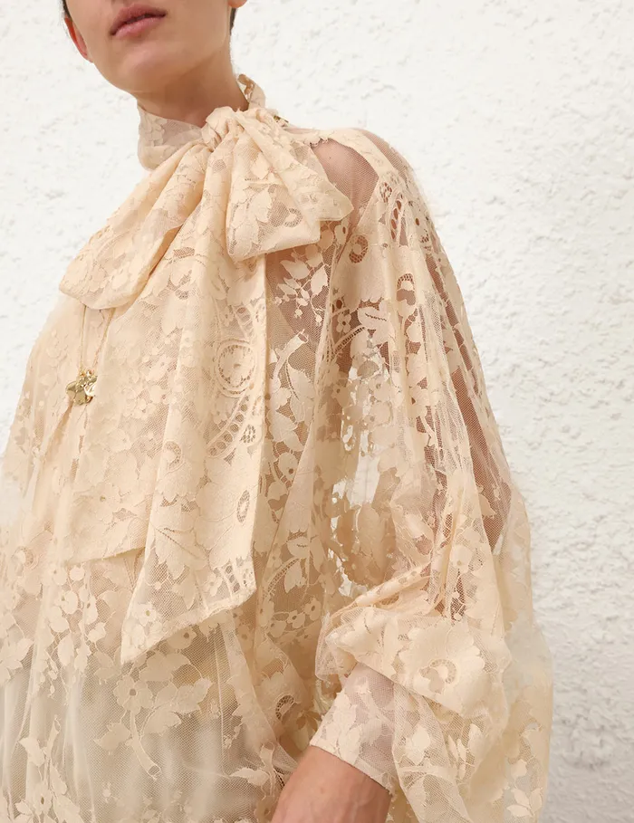 Women Zimmermann Clothing Illustration Lace Blouse Light Tea
