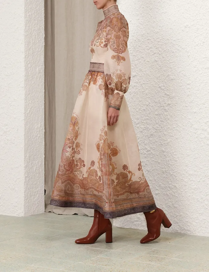 Women Zimmermann Clothing Illustration Midi Skirt Cream Paisley