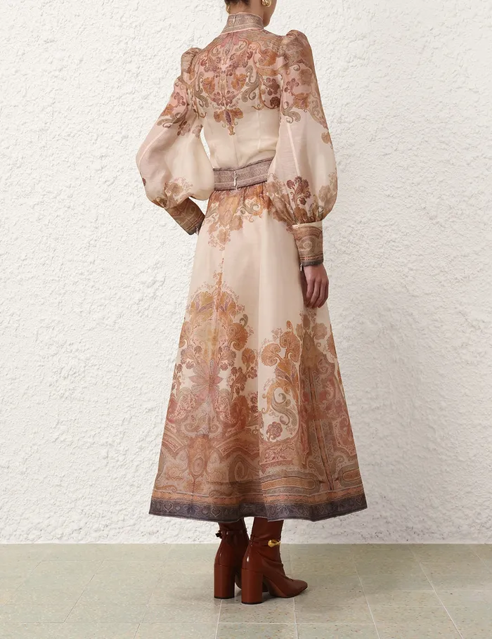 Women Zimmermann Clothing Illustration Midi Skirt Cream Paisley