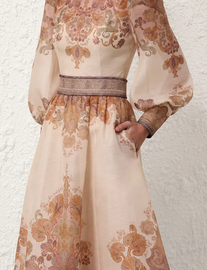 Women Zimmermann Clothing Illustration Midi Skirt Cream Paisley