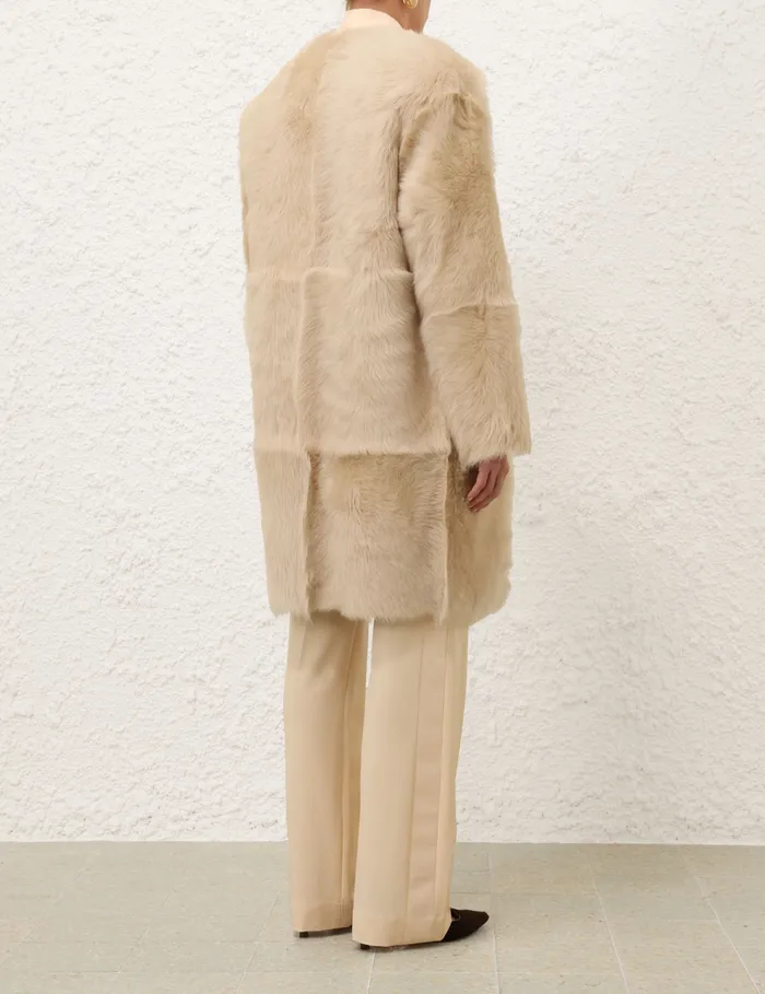 Women Zimmermann Clothing Illustration Shearling Coat Cream