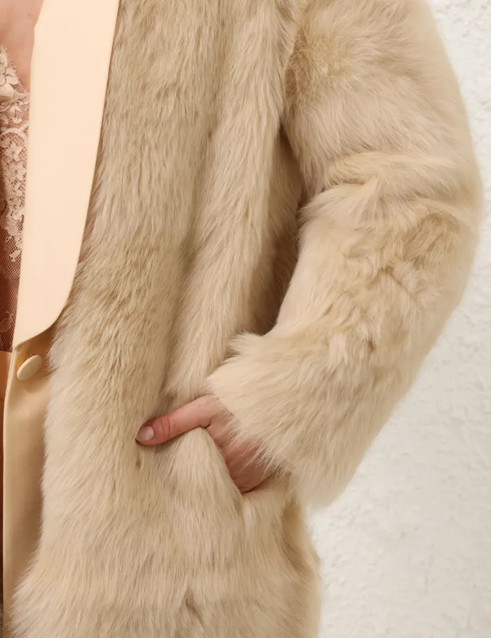Women Zimmermann Clothing Illustration Shearling Coat Cream