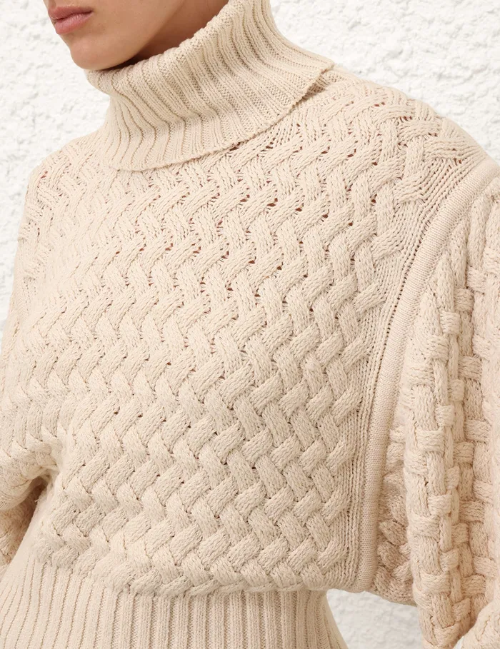 Women Zimmermann Clothing Illustration Textured Sweater Cream