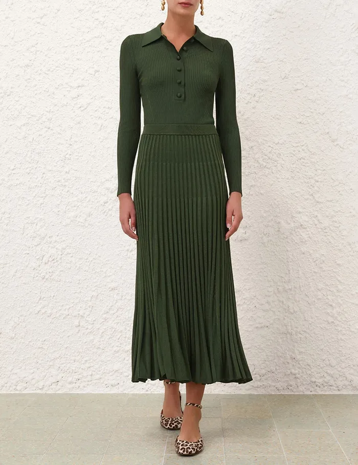 Women Zimmermann Clothing Pleated Midi Skirt Forest