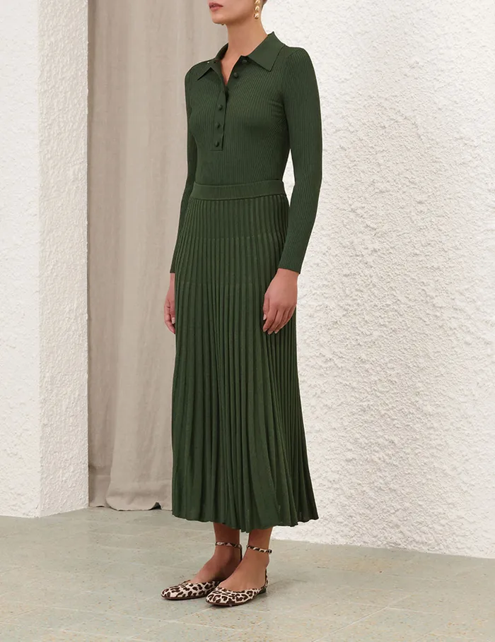 Women Zimmermann Clothing Pleated Midi Skirt Forest