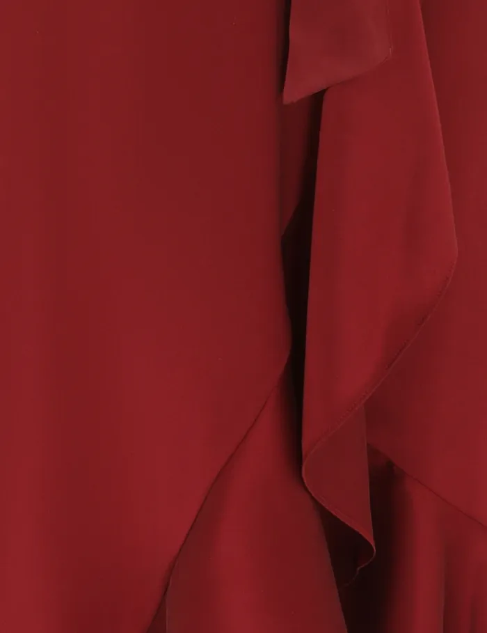 Women Zimmermann Clothing Silk Wrap Midi Dress Burgundy