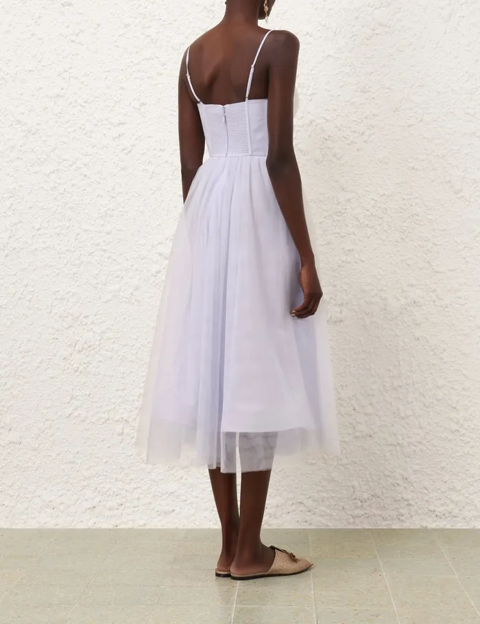 Women Zimmermann Clothing Tulle Corset Midi Dress Light Blue