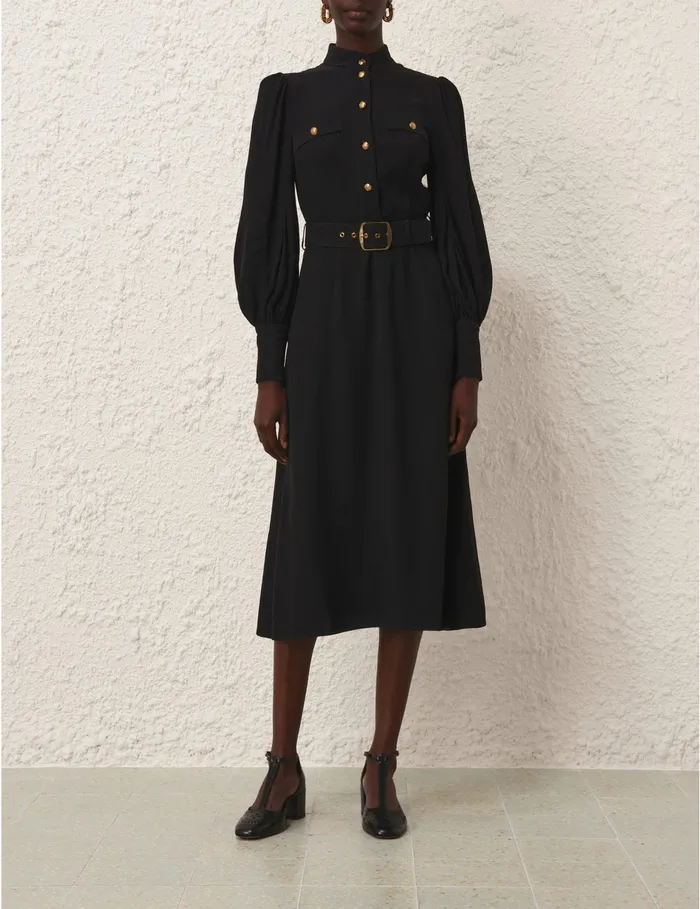 Women Zimmermann Clothing Utility Midi Dress Black