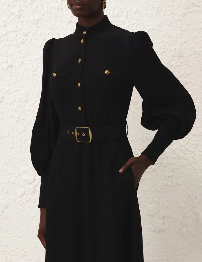 Women Zimmermann Clothing Utility Midi Dress Black
