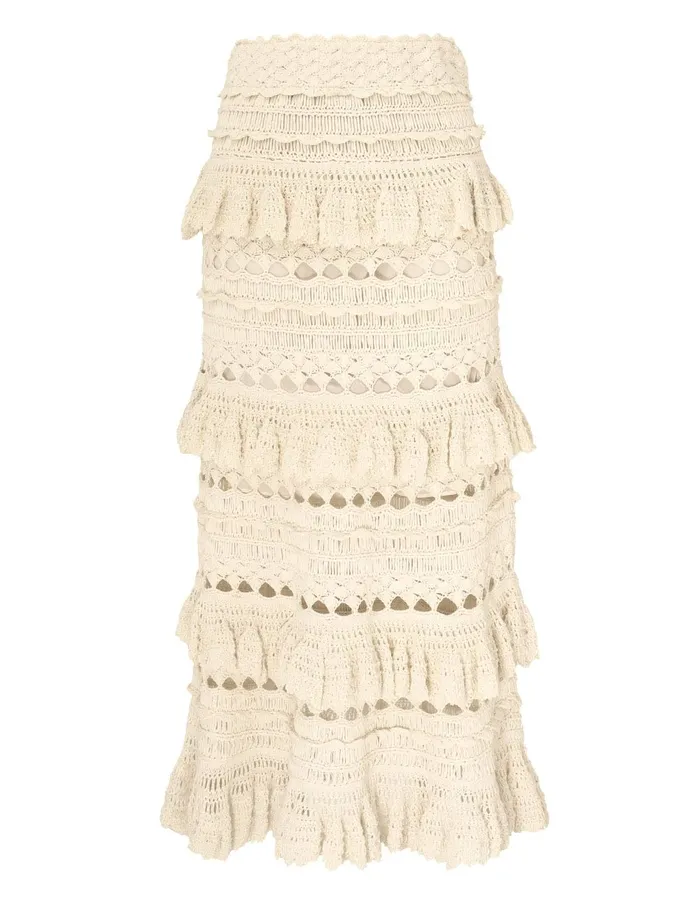 Women Zimmermann Clothing Waverly Crochet Midi Skirt Cream