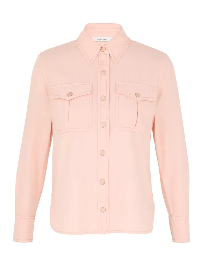 Women Zimmermann Denim Maxine Denim Body Shirt Blush