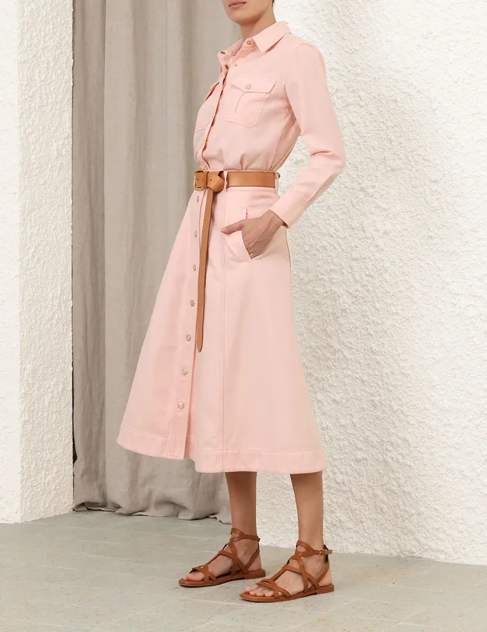 Women Zimmermann Denim Maxine Denim Body Shirt Blush